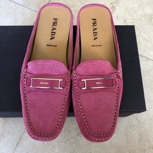 PRADA PINK SUEDE LOAFER MULES SIZE 36